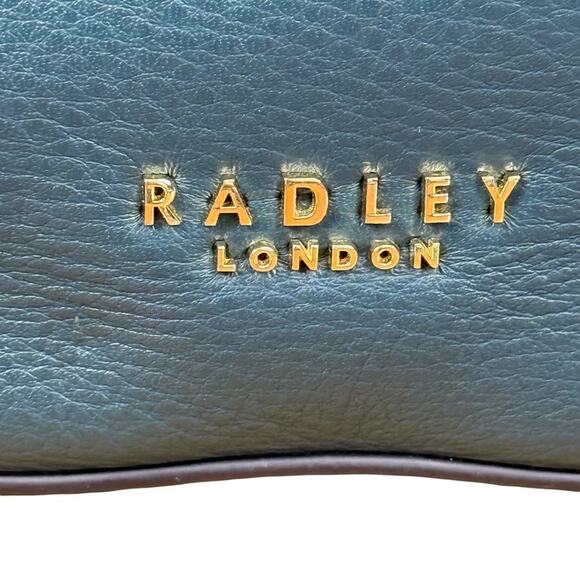 Radley London Teal Leather Hobo Shoulder Bag Purse Handbag Gold Tone Hardware - Picture 4 of 16